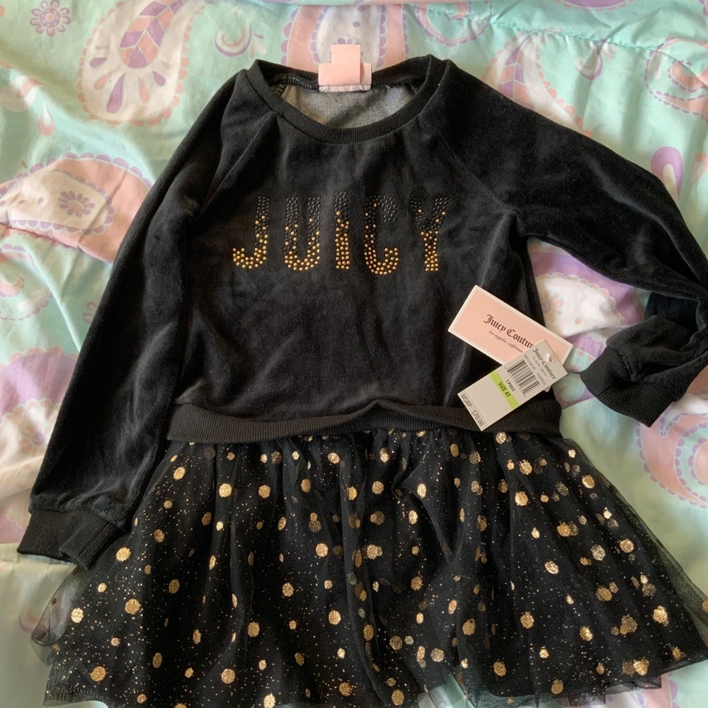 Juicy couture long sleeve polka dot dress velvet